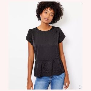 LOFT Heart Tulip Sleeve Peplum Top